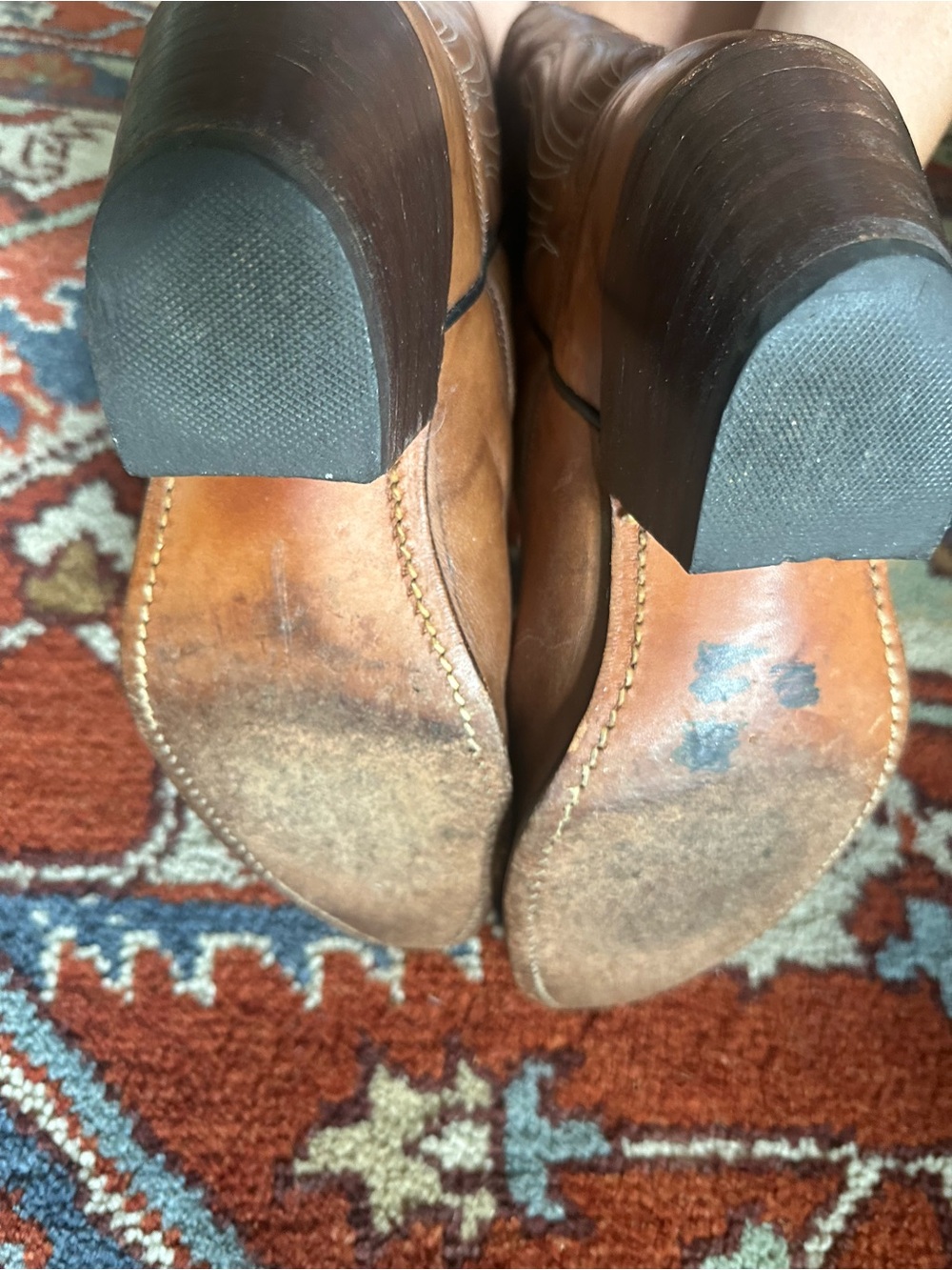 Vintage Frye 3849 Western Cowboy Boot—7.5—Made in the USA—Brown Leather—Cognac - Picture 3 of 8